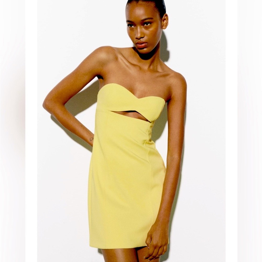 Zara strapless mini dress front cut out dress